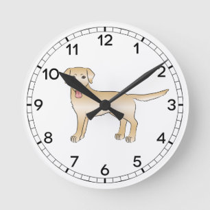 Gult Labrador Retriever Tecknad hund Illustration Rund Klocka