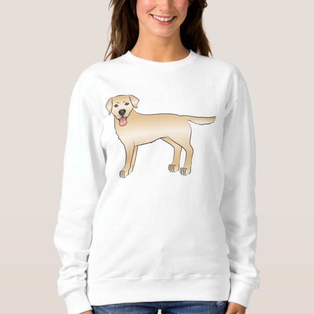 Gult Labrador Retriever Tecknad hund Illustration T Shirt (Framsida)