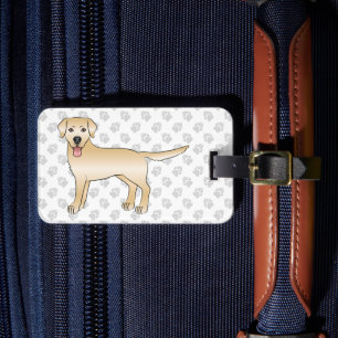 Gult Labrador Retriever Tecknad hund & Text Bagagebricka