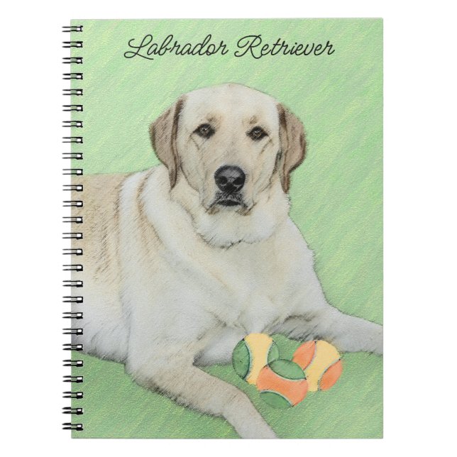 Gult Labrador Retriever & Tennis Bollar Painting Anteckningsbok (Framsidan)