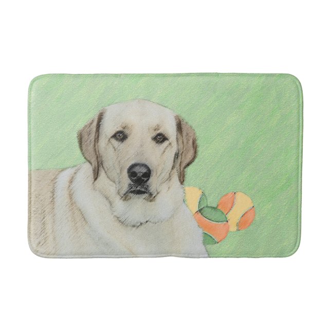 Gult Labrador Retriever & Tennis Bollar Painting Badrumsmatta (Framsidan)