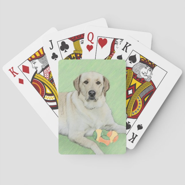 Gult Labrador Retriever & Tennis Bollar Painting Casinokort (Baksidan)