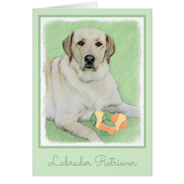 Gult Labrador Retriever & Tennis Bollar Painting Hälsningskort (Framsidan)