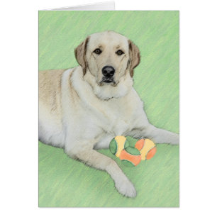 Gult Labrador Retriever & Tennis Bollar Painting Hälsningskort