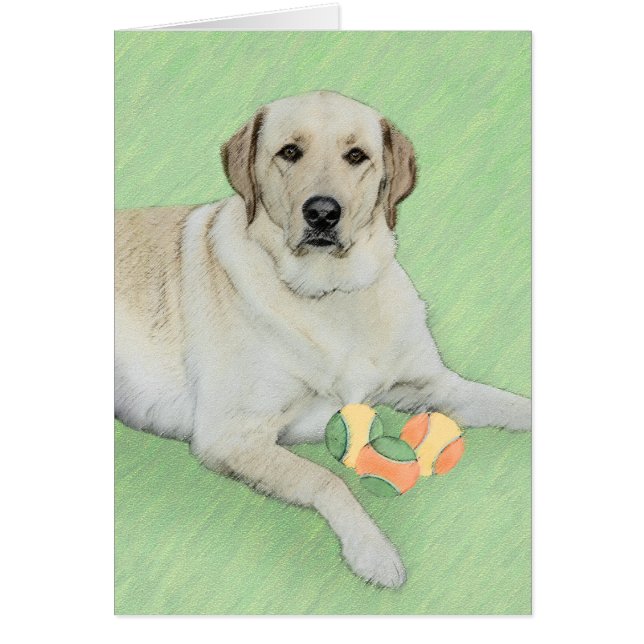 Gult Labrador Retriever & Tennis Bollar Painting Hälsningskort (Framsidan)