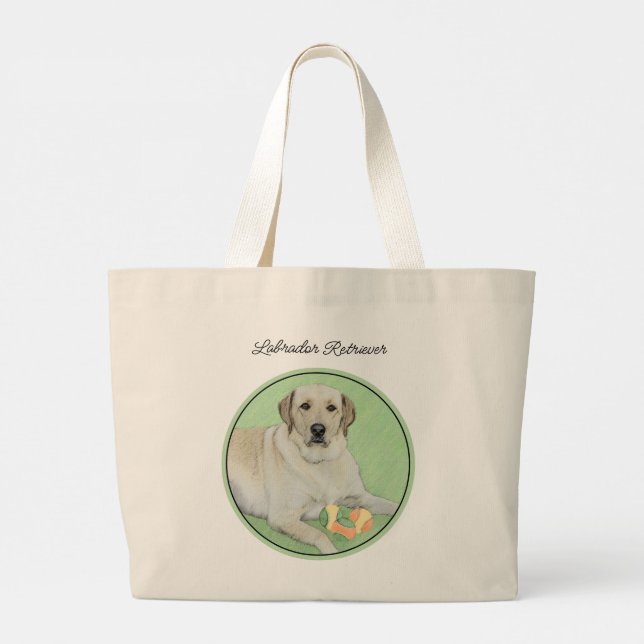 Gult Labrador Retriever & Tennis Bollar Painting Jumbo Tygkasse (Baksida)