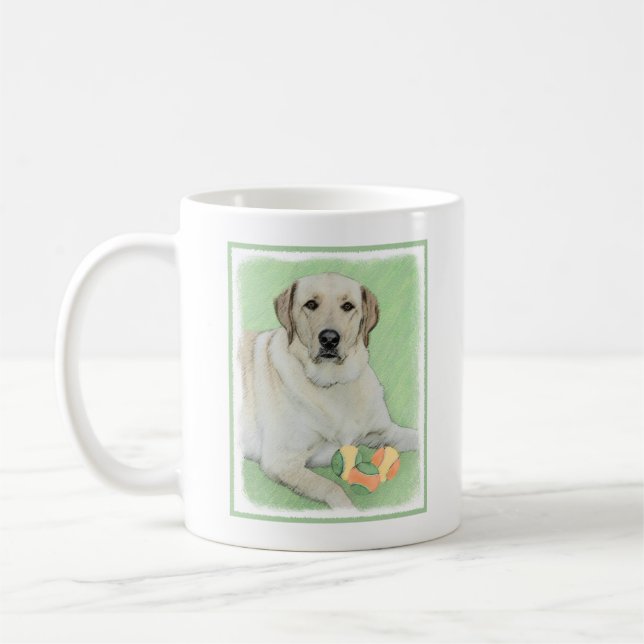 Gult Labrador Retriever & Tennis Bollar Painting Kaffemugg (Vänster)