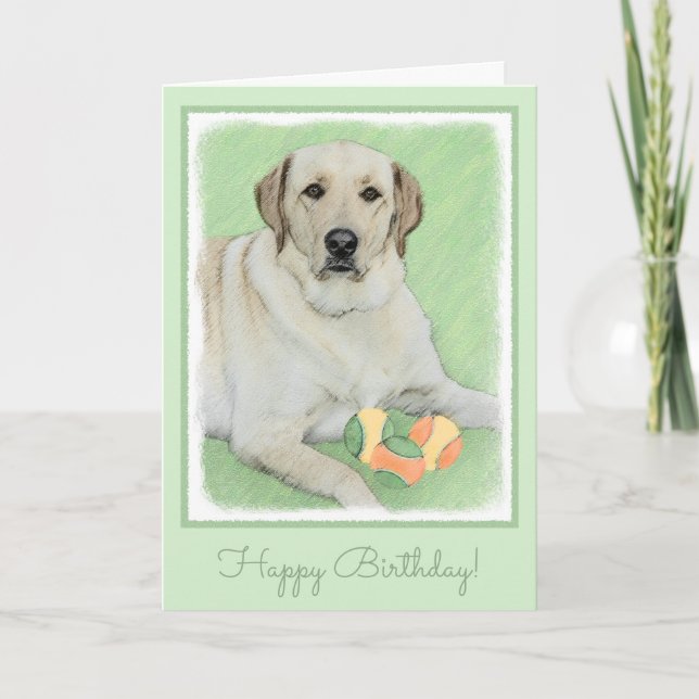 Gult Labrador Retriever & Tennis Bollar Painting Kort (Framsida)