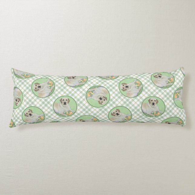 Gult Labrador Retriever & Tennis Bollar Painting Kroppskudde (Framsidan)