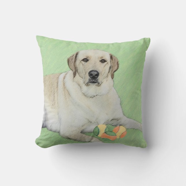 Gult Labrador Retriever & Tennis Bollar Painting Kudde (Framsida)