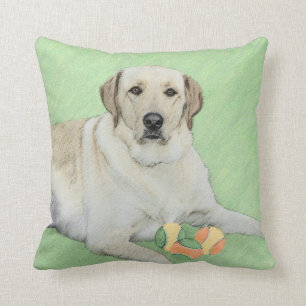 Gult Labrador Retriever & Tennis Bollar Painting Kudde