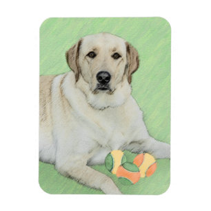 Gult Labrador Retriever & Tennis Bollar Painting Magnet