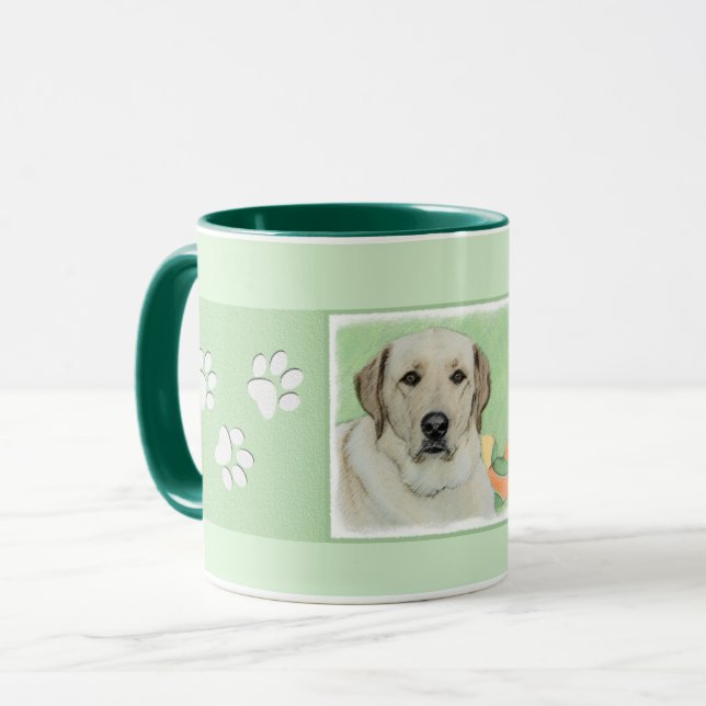 Gult Labrador Retriever & Tennis Bollar Painting Mugg (Framsida vänster)