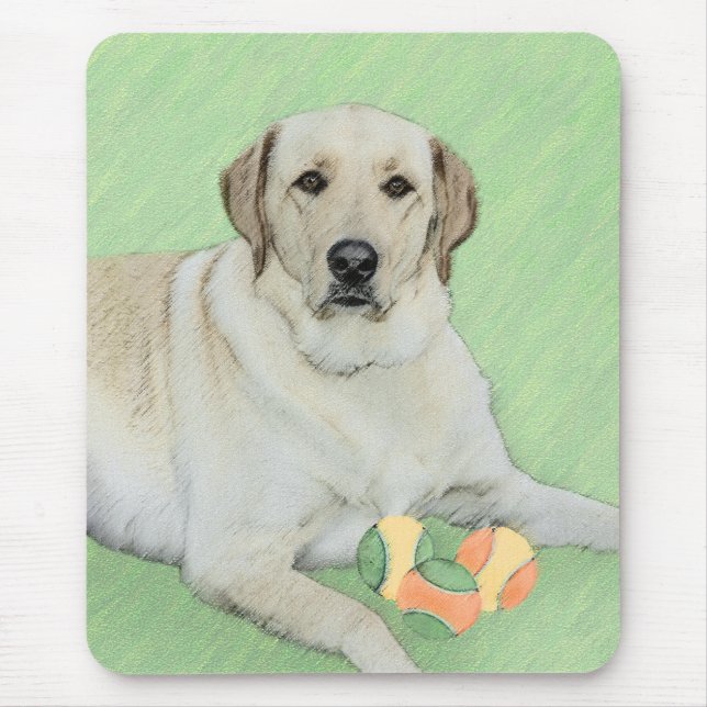 Gult Labrador Retriever & Tennis Bollar Painting Musmatta (Framsidan)
