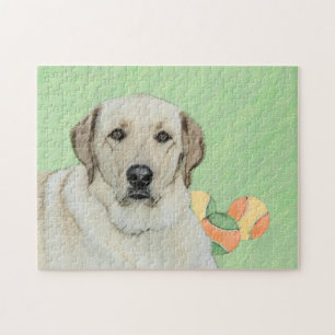 Gult Labrador Retriever & Tennis Bollar Painting Pussel