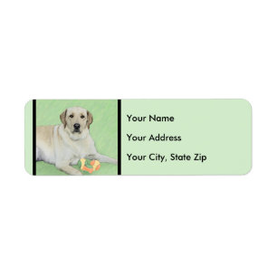 Gult Labrador Retriever & Tennis Bollar Painting Returadress Etikett