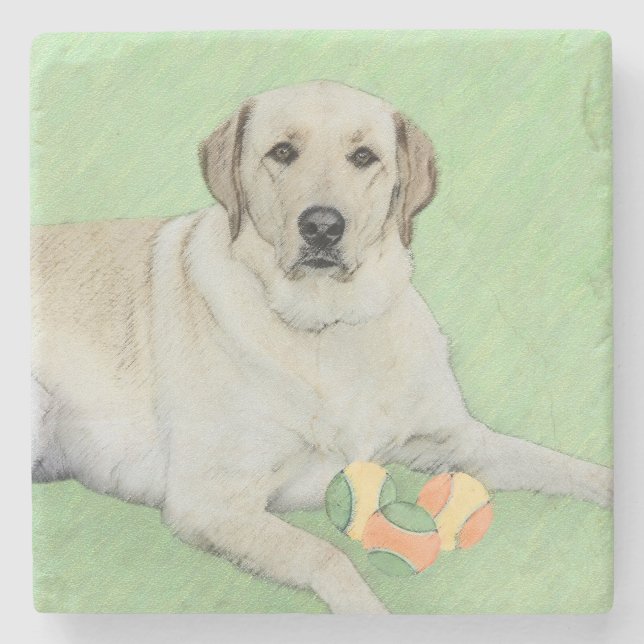 Gult Labrador Retriever & Tennis Bollar Painting Stenunderlägg (Framsidan)