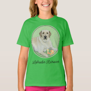 Gult Labrador Retriever & Tennis Bollar Painting T Shirt