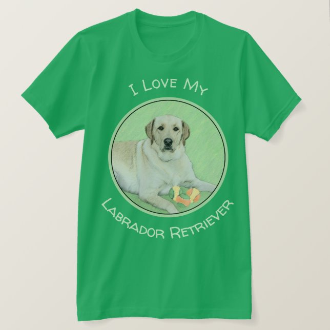 Gult Labrador Retriever & Tennis Bollar Painting T Shirt (Design framsida)