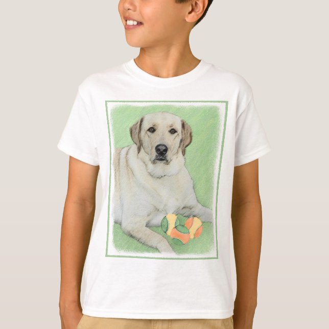 Gult Labrador Retriever & Tennis Bollar Painting T Shirt (Framsida)