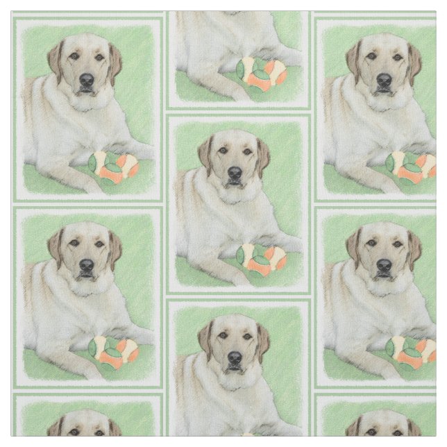 Gult Labrador Retriever & Tennis Bollar Painting Tyg (Provkarta)