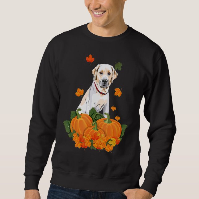 Gult Labrador Retriever Thanksgiving Pumpkin Fal Lång Ärmad Tröja (Framsida)