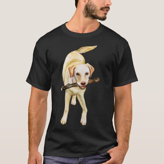 Gult Labrador Retriever Watercolor T Shirt (Framsida)