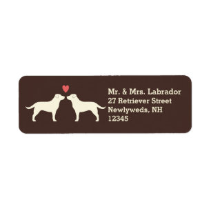 Gult Labrador Retrievers Hundar med hjärtpar Returadress Etikett
