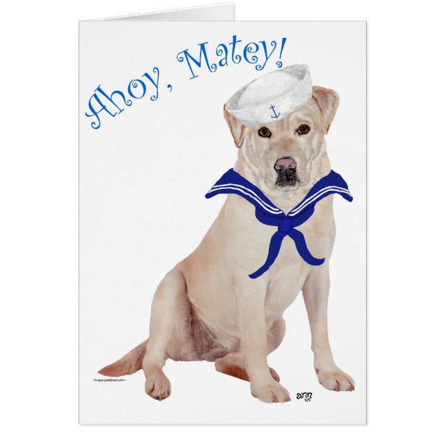 Gult Labrador Sailor Hälsningskort (Framsidan)