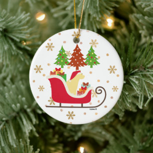 Gult Labrador Silhouette jul Sleigh Julgransprydnad Keramik
