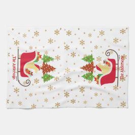 Gult Labrador Silhouette jul Sleigh Kökshandduk