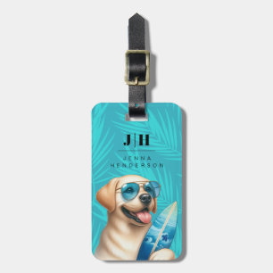 Gult Labrador Surfing Luggage Tag Bagagebricka