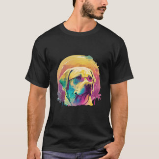 Gult Labrador Synthwave 80s Stil Aesthetic T Shirt