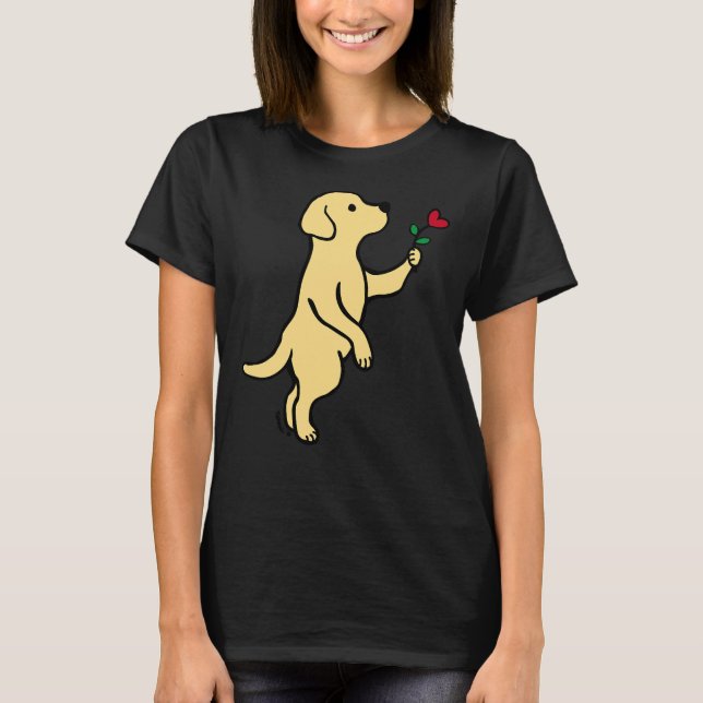 Gult Labrador Tiny Heart Flower T Shirt (Framsida)