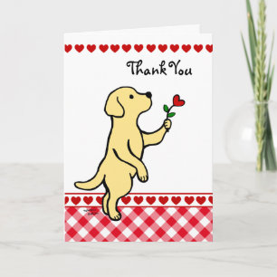 Gult Labrador Tiny Heart Flower Tecknad Tack Kort