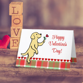 Gult Labrador Tiny Heart Flower Valentine Helgkort