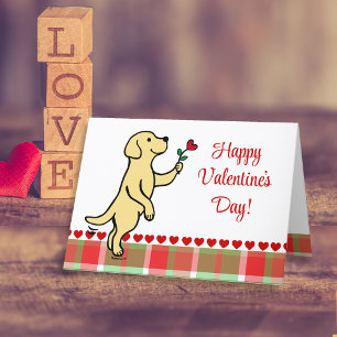 Gult Labrador Tiny Heart Flower Valentine Helgkort