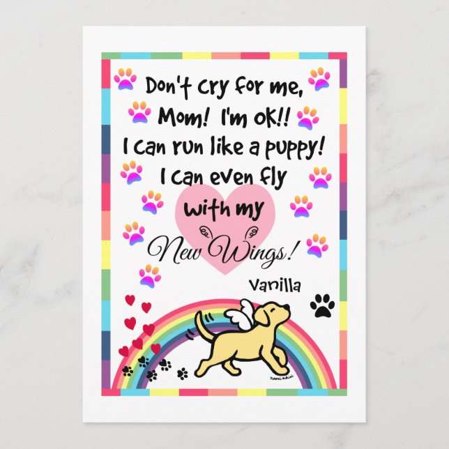 Gult Labrador Trotting Memorial Card Program (Framsida)