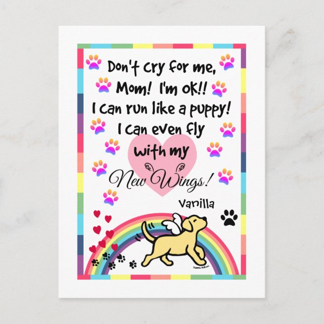 Gult Labrador Trotting Memorial Postcard Vykort (Framsida)