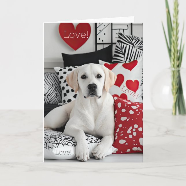 Gult Labrador Valentine Card Tack Kort (Framsida)