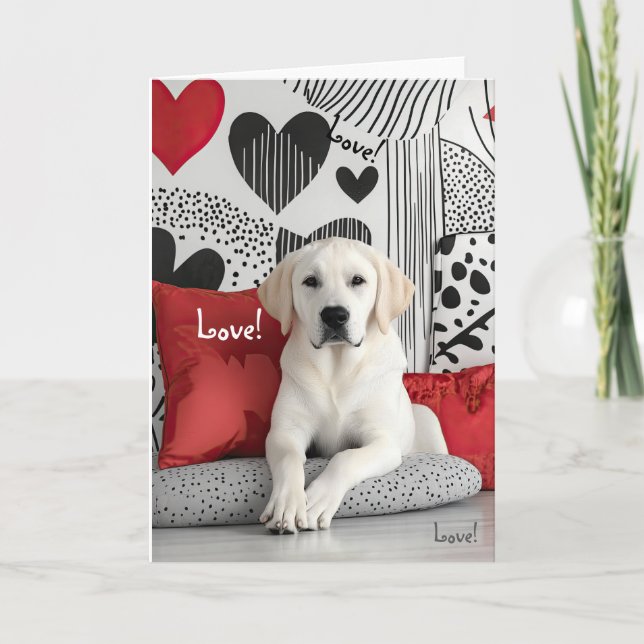 Gult Labrador Valentine Card Tack Kort (Framsida)
