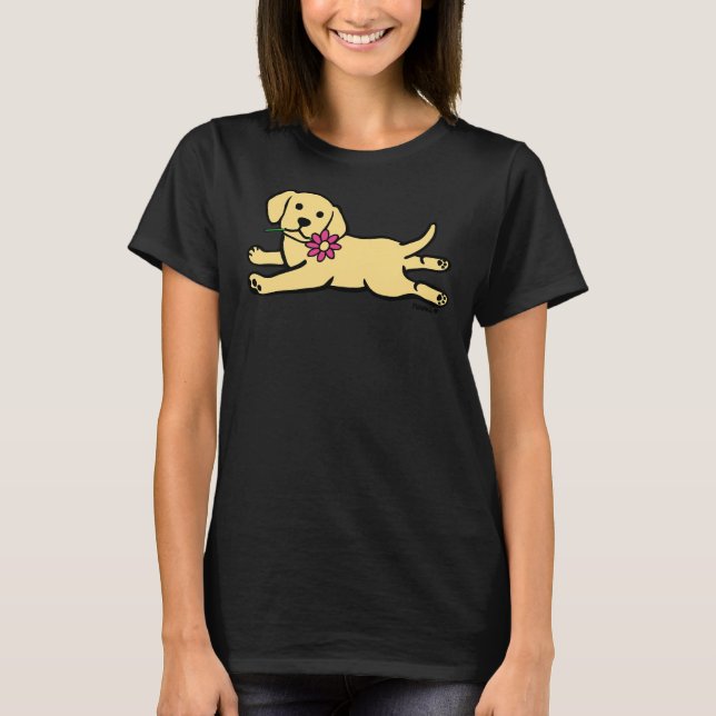 Gult Labrador-valp och Daisy T Shirt (Framsida)