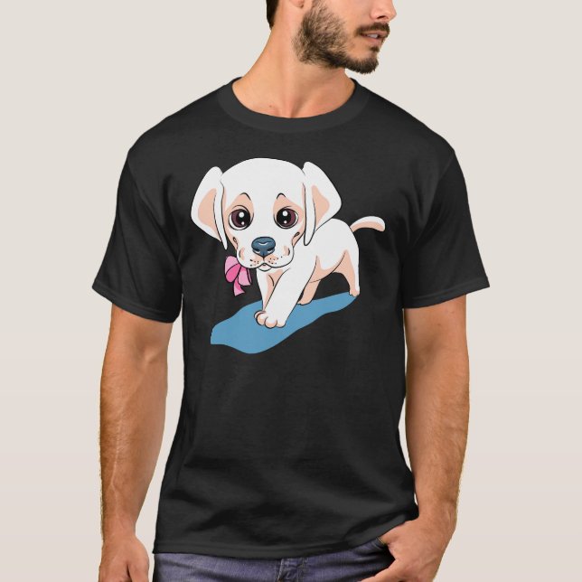 Gult Labrador-valp och Daisy T Shirt (Framsida)