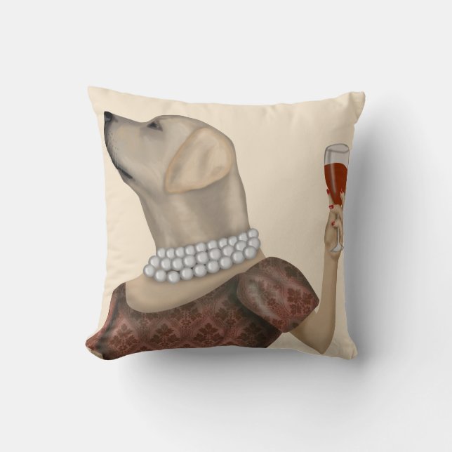 Gult Labrador Vin Snob Kudde (Framsida)