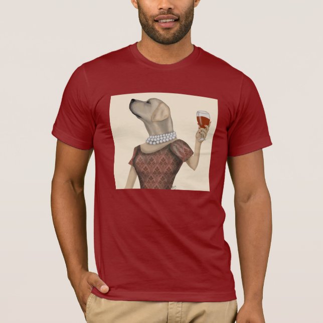 Gult Labrador Vin Snob T Shirt (Framsida)