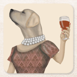 Gult Labrador Vin Snob Underlägg Papper Kvadrat