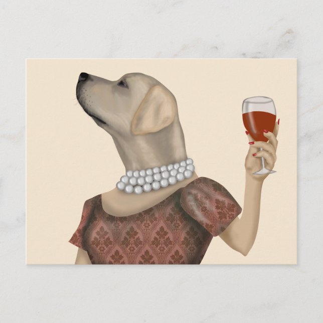 Gult Labrador Vin Snob Vykort (Framsida)