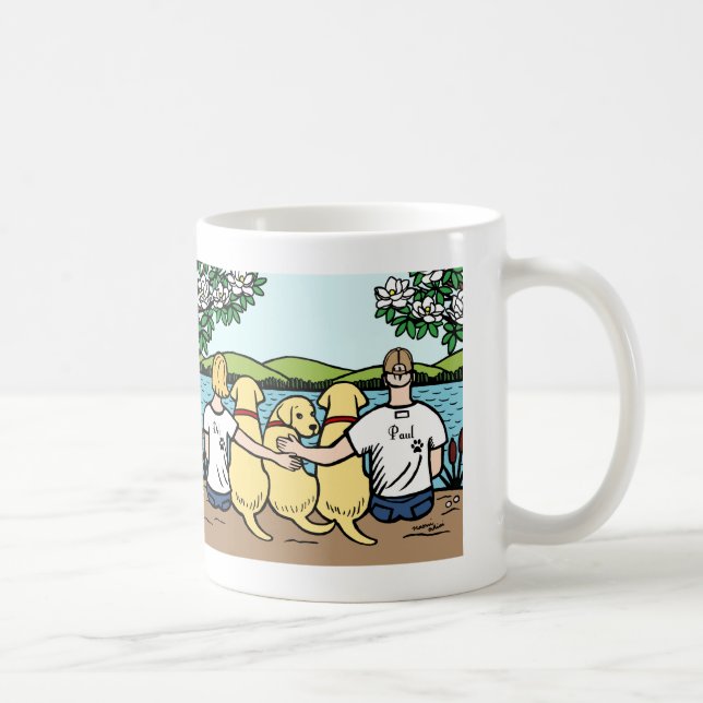 Gult Labradors och förälderporträtt Kaffemugg (Höger)
