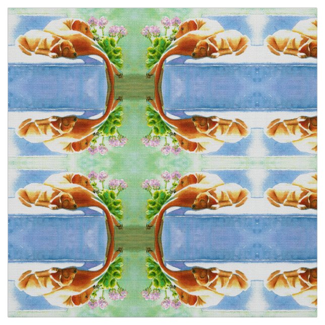 Gult Labradors on Couch Hund Fabric Tyg (Provkarta)