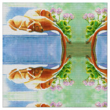 Gult Labradors on Couch Hund Fabric